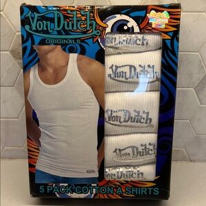 Mens Von Dutch Originals 5 Pack White/Silver A Tops Tank Tops Undershirt Size XL